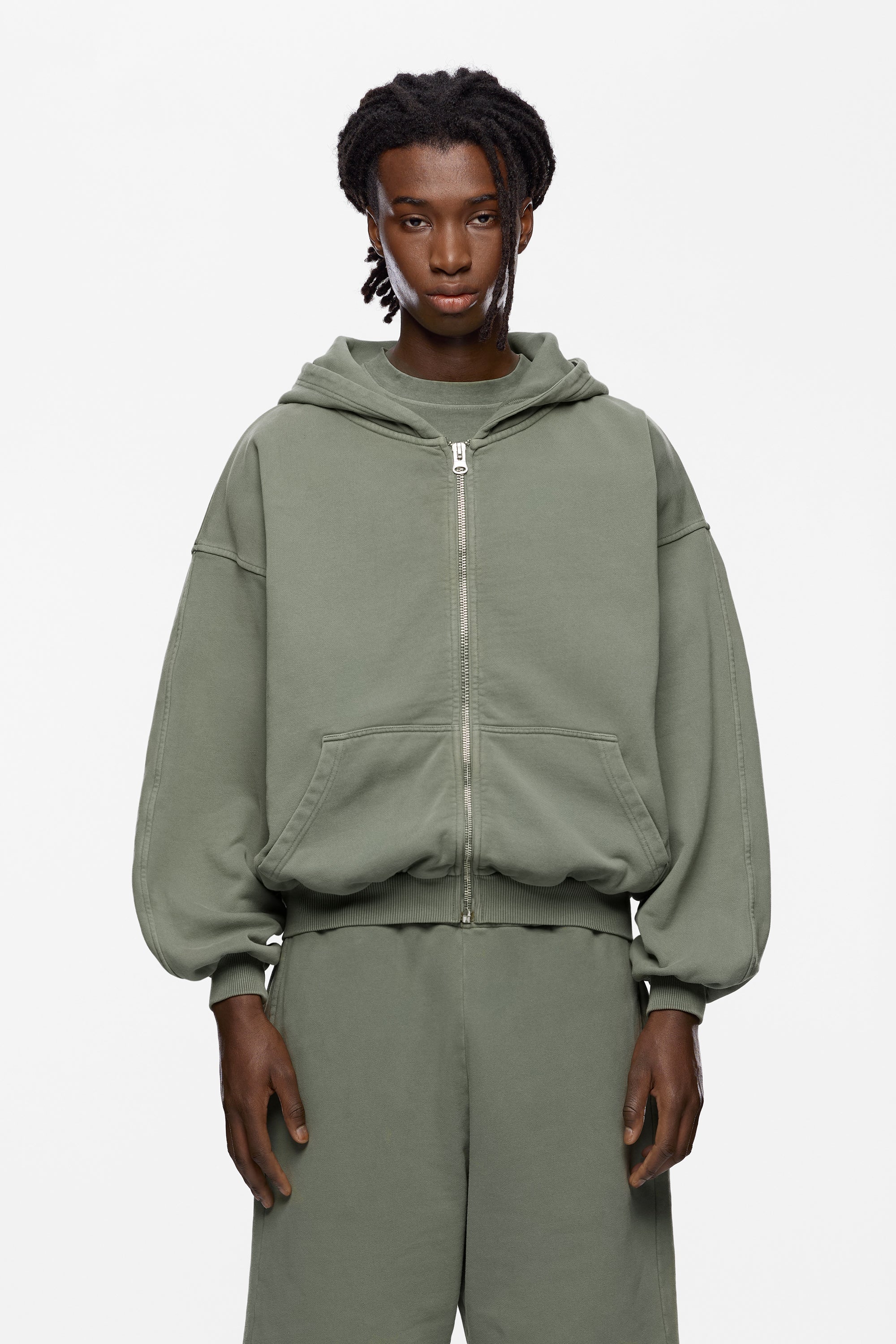 Washed Blank Zip Hoodie - Image 3