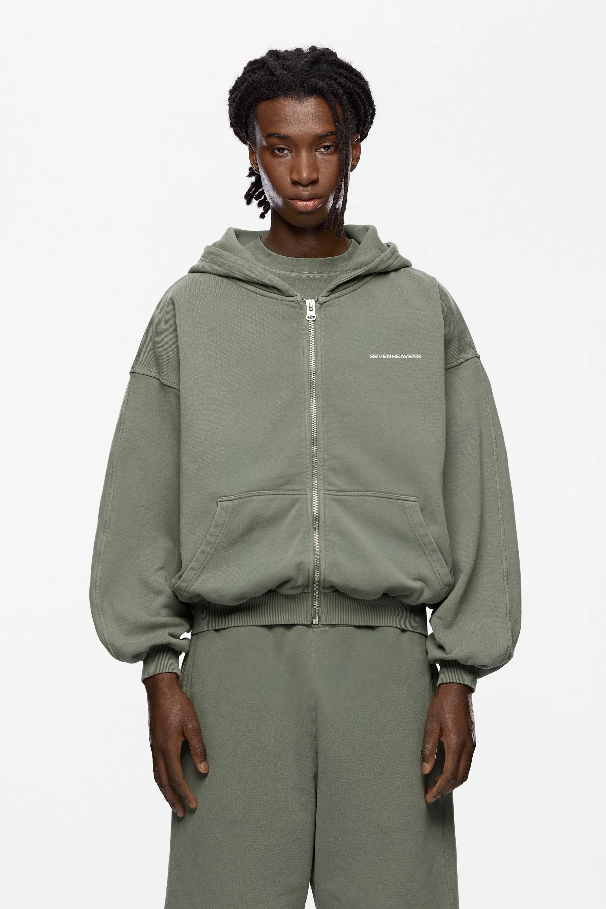 Washed Logo Zip Hoodie