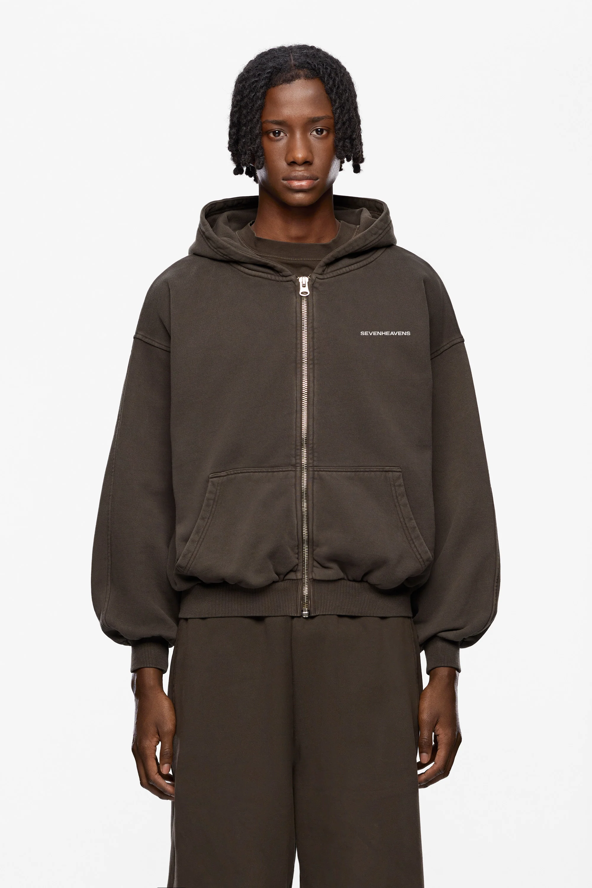 Washed Logo Zip Hoodie